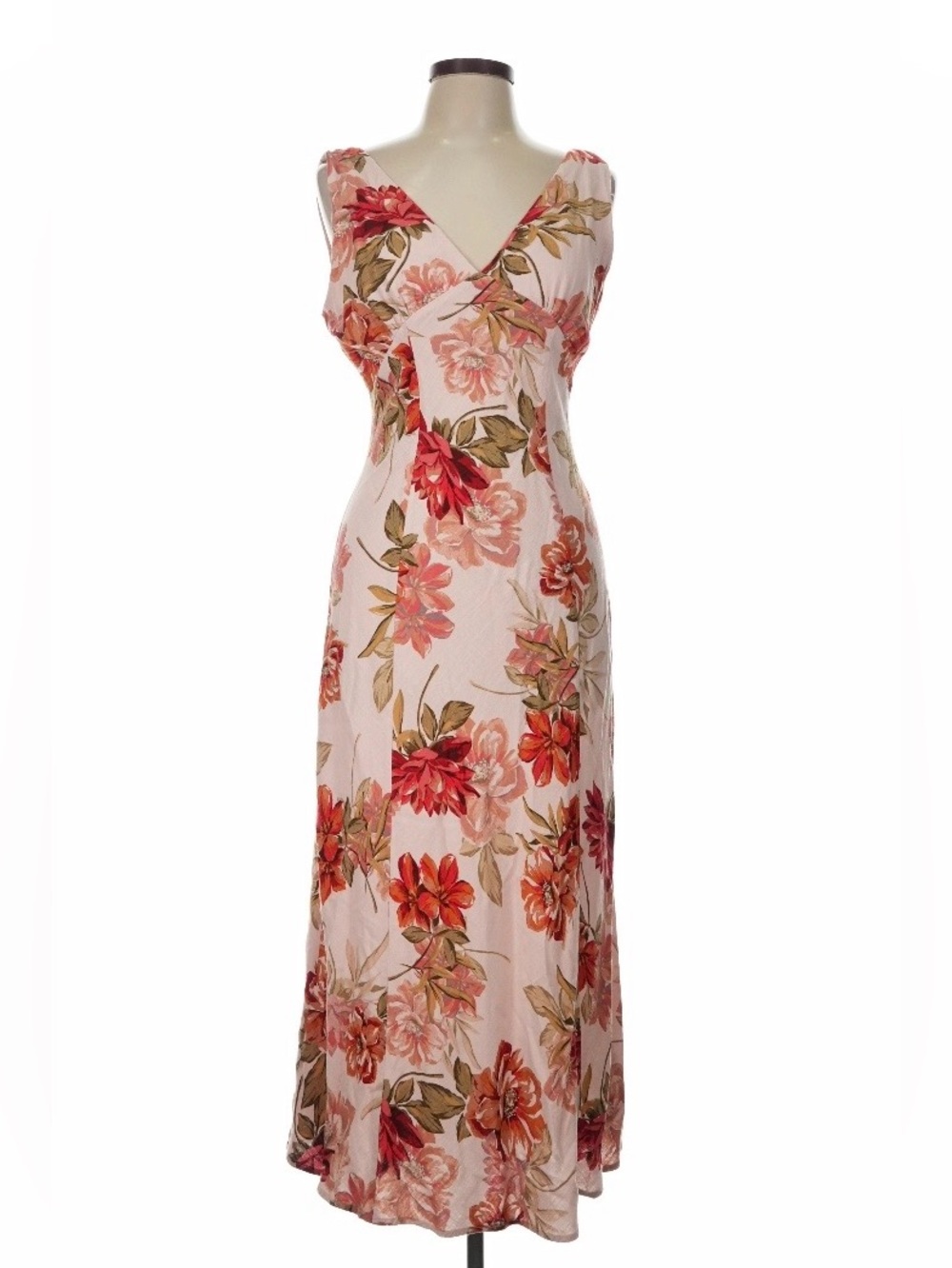 Paper Heart Floral Linen blend Maxi Dress in mauve pink
